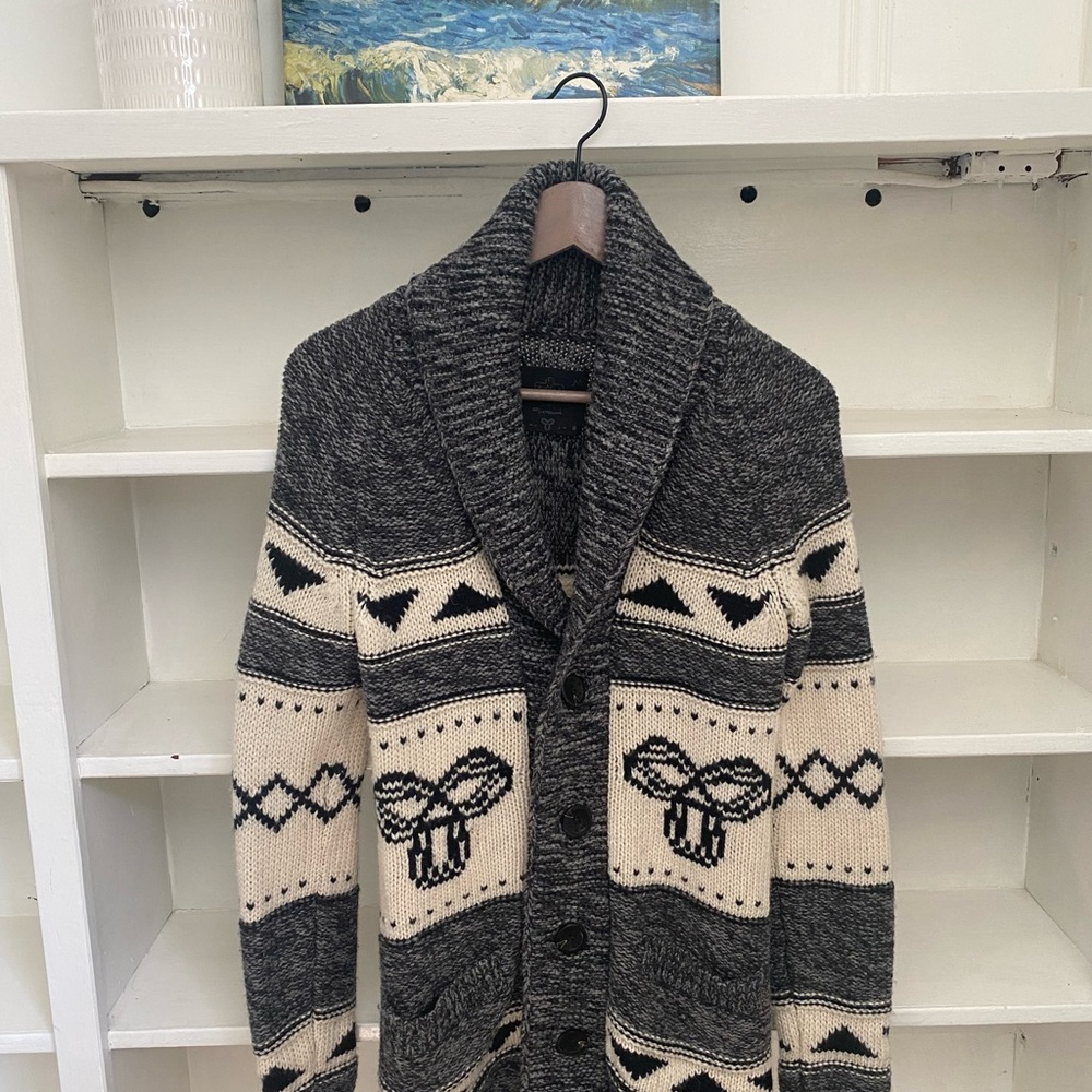 TNA Gray and Cream Patterned Cardigan